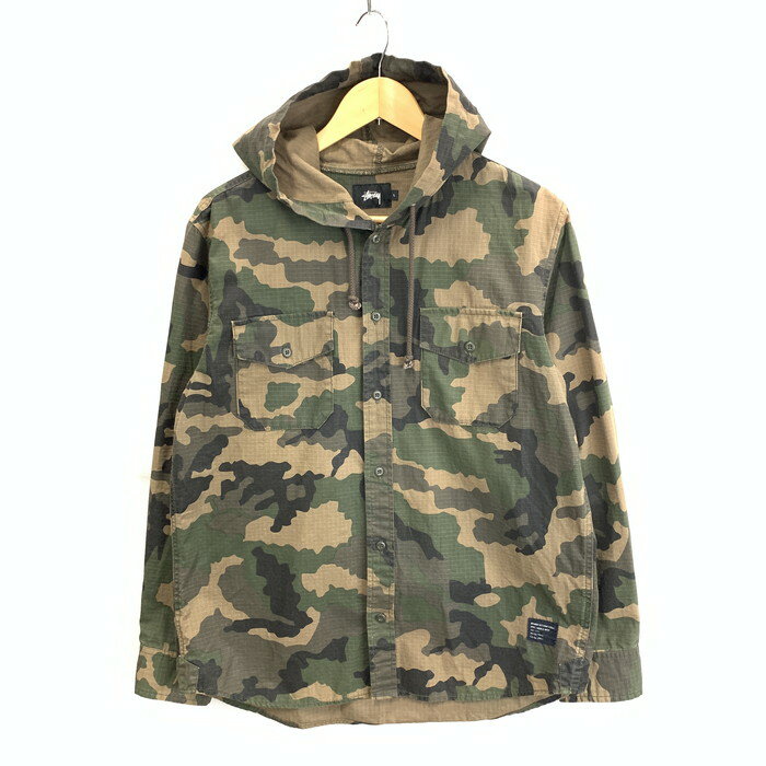【中古品】【メンズ】 STUSSY ステューシー シャツパーカー 長袖 ブランド 古着 142-260117-gm-28-fuz サイズ：L カラー：カモフラ 万代Net店