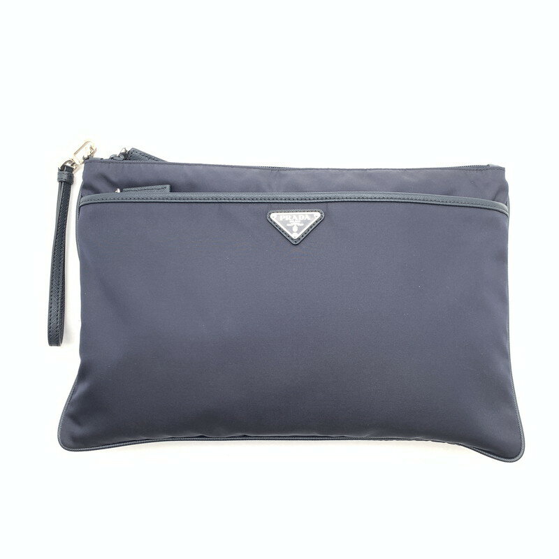 PRADA - 【中古品】【メンズ/レディース】 PRADA プラダ 2VN012 TESSUTO SAFFIAN クラッチバッグ ナイロン ブランド 180-260418-gm-17-fuz カラー：ネイビー 万代Net店