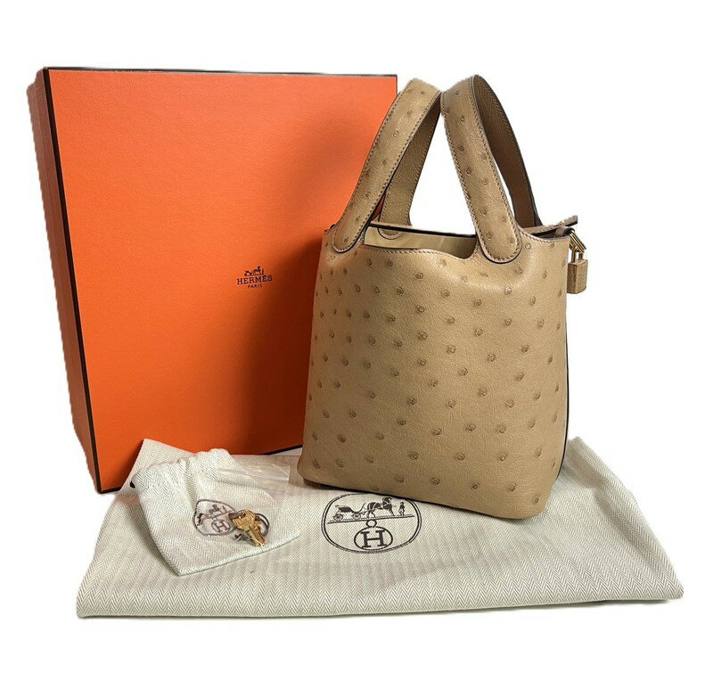 【中古美品】【レディース】 HERMES エルメス 未使用 極美品 ピコタンロック オーストリッチ チャイ 2022年製(U刻印) 180-251008-SS-01-ich 万代Net店のサムネイル