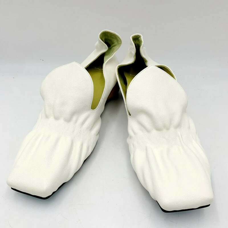 ✨未使用品✨MANA マナ フラットパンプス ツバメ 白 黒 スクエア 24cm