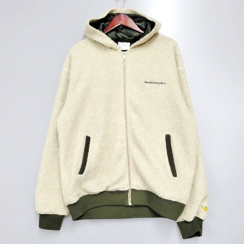 【中古】【メンズ】 Mark Gonzales マークゴンザレス Fleece Jacket フリースジャケット アウター 147-240415-ay-09-izu サイズ：L カラー：ホワイト×グリーン 万代Net店