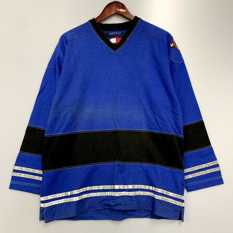 【中古】【メンズ】 TOMMY HILFIGER トミーヒルフィガー VネックTシャツ スウェット トップス 147-240427-mk-36-izu サイズ：M カラー：ブルー系 万代Net店