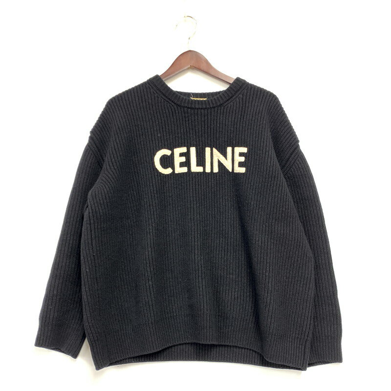 【中古】【メンズ】 CELINE セリーヌ 2A09T423P エディ期 21AW ロゴワッペン オーバーサイズ ニット セーター トップス 141-241007-mm-12-izu サイズ:S カラー:ブラック 黒 万代Net店