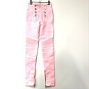【中古】【レディース】 BALMAIN バルマン DENIM BIKER PANTS デニムバイカーパンツ ズボン ボトムス 168-241028-ma-12-izu サイズ:34 カラー:”PINK” 万代Net店(4)