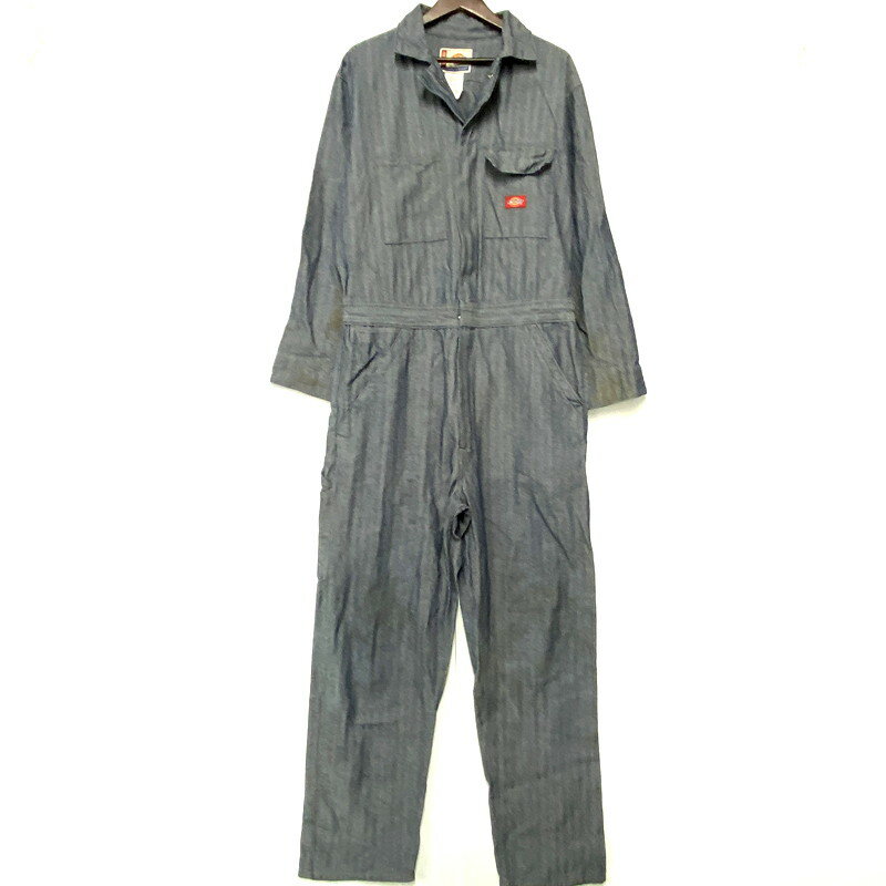 【中古品】【メンズ】 Dickies ディッキーズ HERRINGBONE ALL IN ONE ヘリンボーン オールインワン ツナギ 158-241121-as-40-izu サイズ:38×40 カラー:ブルー系 万代Net店