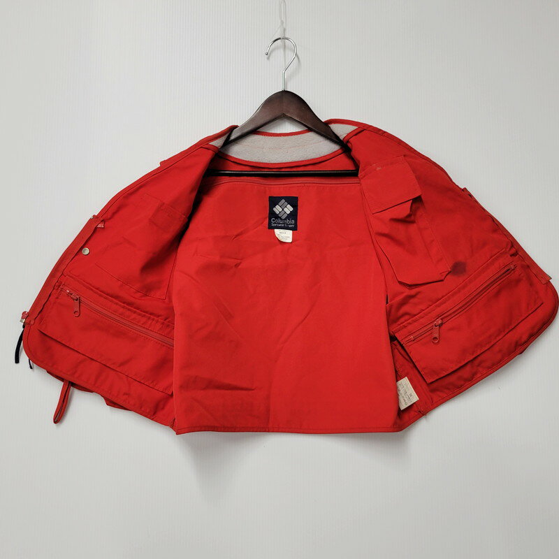 【メンズ】 Columbia コロンビア 80S FISHING VEST 80年代 フィッシングベスト トップス 144-250224-ma-05-izu サイズ：M カラー：赤 万代Net店