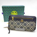 【中古品】【レディース】 Tory Burch トリーバーチ T MONOGRAM JACQUARD ZIP CONTINENTAL WALLET Tモノグラム...