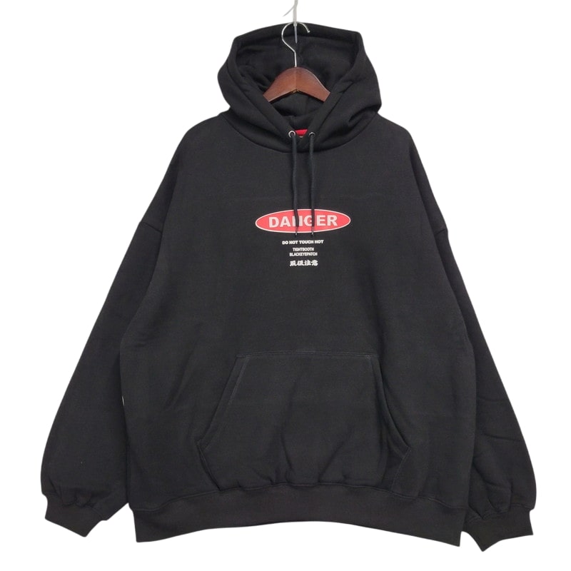 楽天スーパーSALE 10%OFF~【中古品】【メンズ】 BLACKEYEPATCH ブラックアイパッチ × タイトブース プロダクション 21AW TBEP DANGER LABEL HOODIE FW21-TBEP04 パーカー ロゴ プリント コラボ 142-250306-ay-04-izu サイズ:L カラー:ブラック 万代Net店