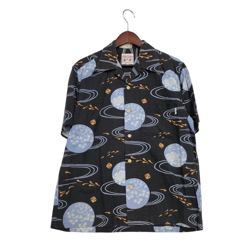 【メンズ】 STUDIO D'ARTISAN ステュディオ ダルチザン 5202 SS ALOHA SHIRT アロハ シャツ 半袖 トップス 145-250318-mm-15-izu サイズ:M カラー:ブラック 黒 万代Net店