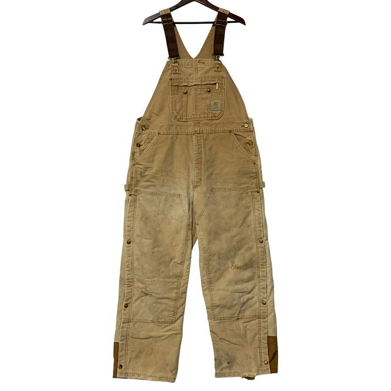 【現状渡し品】【メンズ】 Carhartt カーハート DUCK DOUBLE KNEE OVERALL R41 BRN ダック ダブルニー オーバーオール メキシコ製 157-250327-as-23-izu サイズ:40×30 カラー:ブラウン系 万代Net店