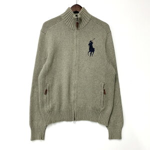 【メンズ】 POLO RALPH LAUREN ポロ・ラルフローレン 90S BIG PONY KNIT BLOUSON 90年代 ビッグポニー ニットブルゾン アウター 長袖 146-250330-ma-16-izu サイズ:M カラー:グレー 万代Net店