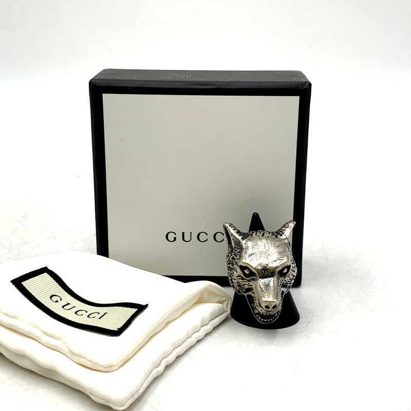 【中古品】【メンズ/レディース】 GUCCI グッチ SV925 ANGER FOREST WOLF HEAD RING アンガーフォレスト ウルフ ヘッド リ...