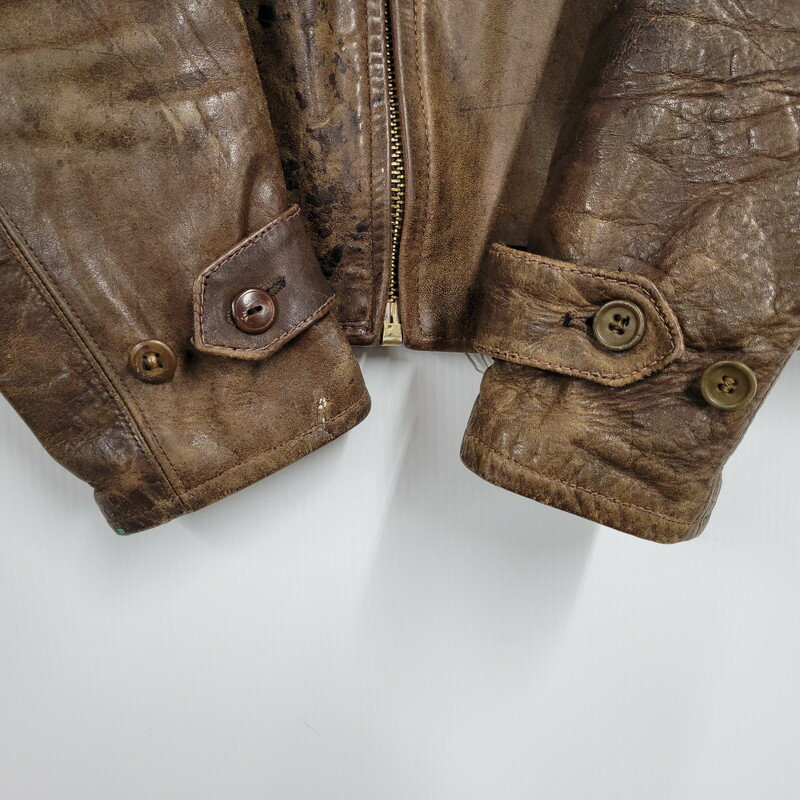 【現状渡し品】【メンズ】 USED VINTAGE LEATHER SPORTS JACKET レザースポーツジャケット アウター 146-250514-as-21-izu カラー：ブラウン 万代Net店