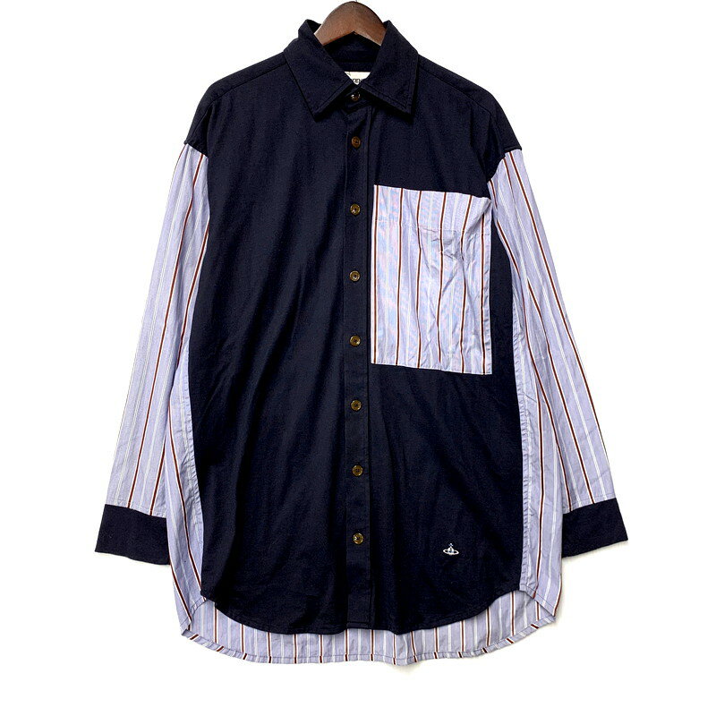 楽天万代Net店【中古品】【メンズ】 Vivienne WestwoodMAN ヴィヴィアンウエストウッドマン LS STRIPE BIG SHIRT VW-LP-72376 ロングスリーブ ストライプ ビッグ シャツ 長袖 トップス 141-250611-as-20-izu サイズ：44 カラー：マルチカラー 万代Net店