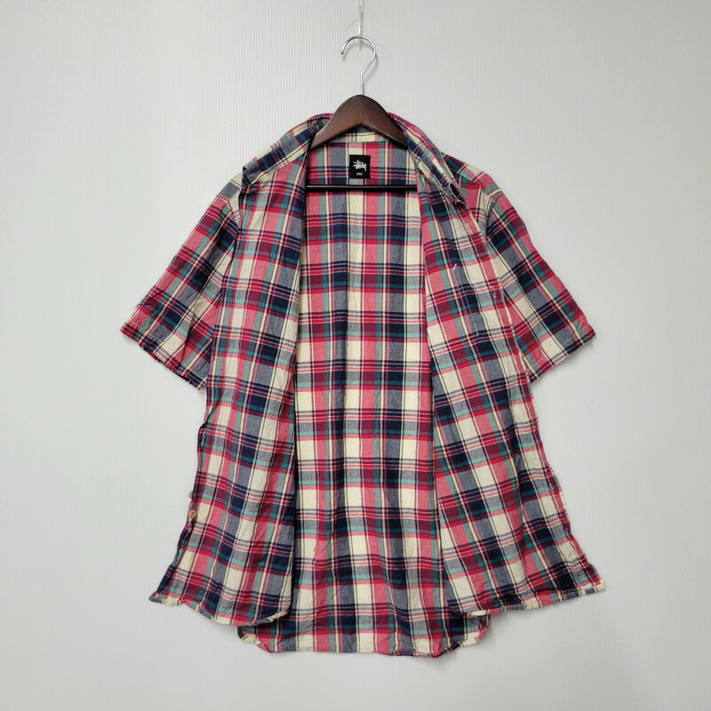 【中古品】【メンズ】 STUSSY ステューシー CHECK SS SHIRT チェック シャツ 半袖 コットン トップス 142-250724-rk-08-izu サイズ：L カラー：マルチ 万代Net店