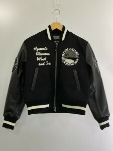 【中古品】【メンズ】 HYSTERIC GLAMOUR × WIND AND SEA ヒステリックグラマー ウィンダンシー WDS-C-HYS-24-Q2-01 VARSITY JACKET スタジアムジャケット スタジャン アウター 140-231230-ab-39-min サイズ:XS カラー:ブラック 万代Net店