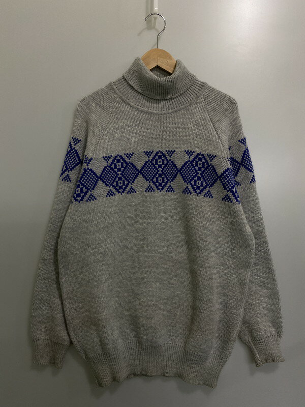 【中古】【メンズ】 DRAPELUL ROMANIA 80S KNIT SWEATER ノルディック柄 タートルネックニットセーター トップス 146-240302-ks-17-min サイズ：52 カラー：グレー 万代Net店