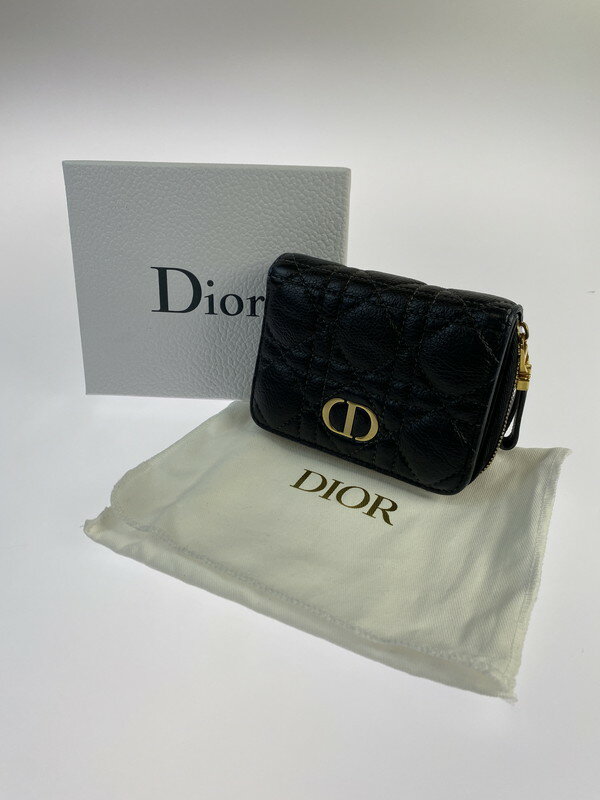 【中古】【レディース】 Christian Dior クリスチャンディオール カロ バイフォールド 二つ折り財布 財布 181-240320-jt-03-min カラー：ブラック 万代Net店