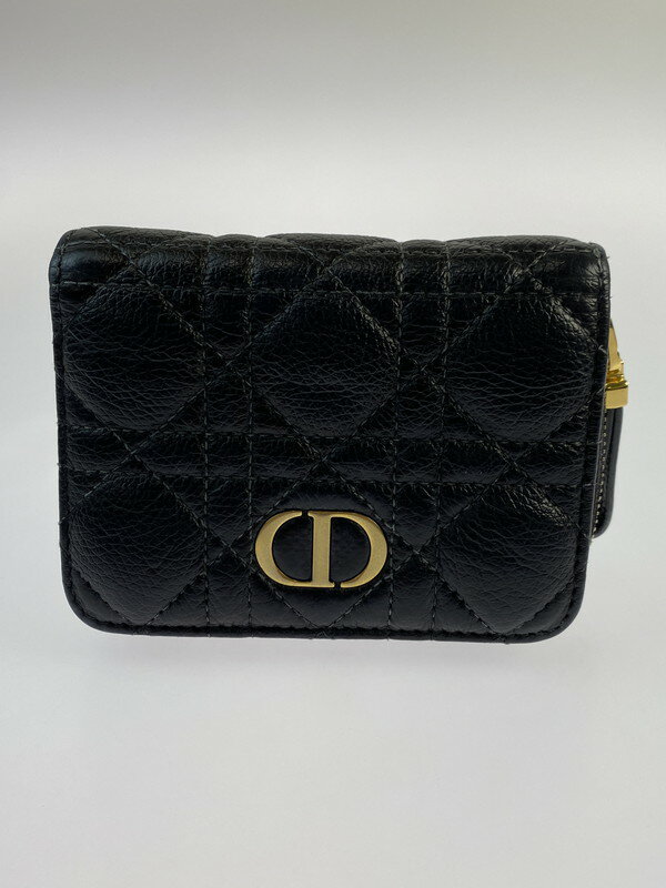 【中古】【レディース】 Christian Dior クリスチャンディオール カロ バイフォールド 二つ折り財布 財布 181-240320-jt-03-min カラー：ブラック 万代Net店