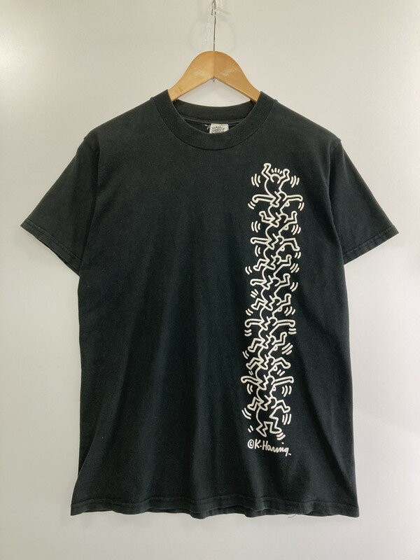  POPSHOP ポップショップ USA製 90S "KEITH HARING"PRINTED T-SHIRT キースヘリング プリント Tシャツ 半袖トップス 146-240328-me-05-min サイズ：M カラー：ブラック 万代Net店