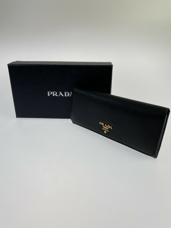 【中古】【メンズ/レディース】 PRADA プラダ SAFFIANO METAL 1M1132 サフィアーノメタル 二つ折り 長財布 財布 181-240329-jt-13-min カラー：ブラック 万代Net店