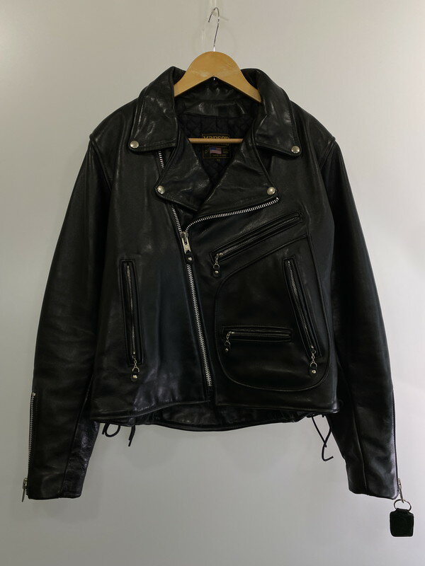 【中古】【メンズ】 VANSON バンソン HARDCORE HIGHWAYMAN DOUBLE RIDERS JACKET ダブルライダースジャケット アウター 145-240411-yn-14-min サイズ：42 カラー：ブラック 万代Net店