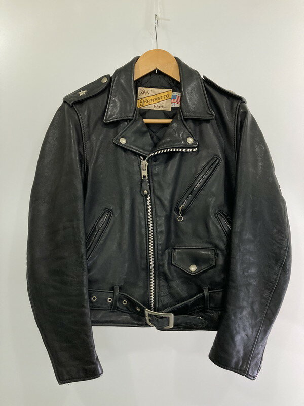 【中古】【メンズ】 PERFECTO BY SCHOTT 613 DOUBLE LEATHER RIDERS JACKET ショット パーフェクト ダブル レザー ライダース ジャケット アウター 145-240516-yn-15-min サイズ:36 カラー:ブラック 万代Net店