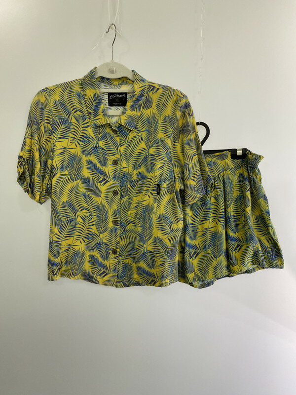 【中古】【レディース】 STUSSY ステューシー アロハ セットアップ 170-240812-ab-7-min サイズ：トップスM / パンツS カラー：イエロー系総柄 万代Net店