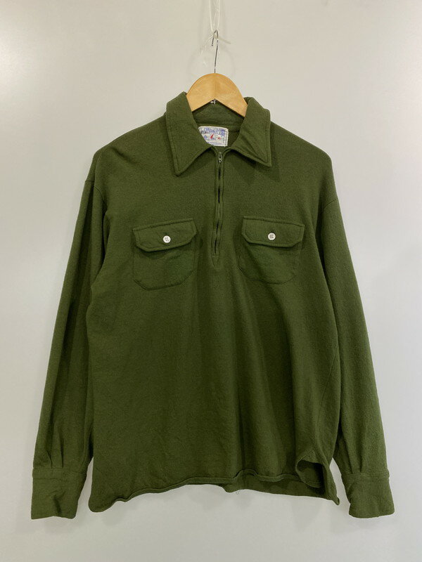 【中古品】【メンズ】 THE SPINNAKER SHIRT スピンネーカーシャツ TALONジップ 70S HALF ZIP WOOL PULLOVER SHIRT ハーフジップウールプルオーバーシャツ 146-241010-ks-26-min サイズ:XL カラー:オリーブ系 万代Net店