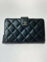 【現状渡し品】【レディース】 CHANEL シャネル A48667 ココマーク マトラッセ ラムスキン 二つ折り財布 シリアル17番台 182-241030-ks-59-min カラー:ブラック 万代Net店