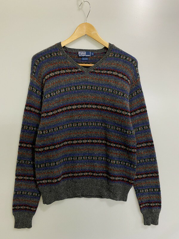 【中古品】【メンズ】 POLO RALPH LAUREN ポロ・ラルフローレン 総柄ニット トップス 146-250126-ks-25-min サイズ:L カラー:マルチカラー 万代Net店