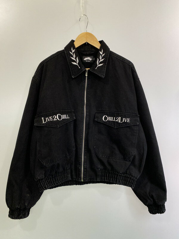【中古品】【メンズ】 CHILLIN' BLACK DENIM BOMBER JACKET チリン ブラックデニム ボンバージャケット アウター 142-250312-yn-02-min サイズ:L カラー:ブラック 万代Net店