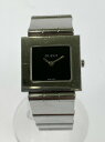 【中古品】【メンズ/レディース】 GUCCI グッチ 600J スクエア ブラック文字盤 クオーツ腕時計 198-250317-yn-09-min カラー:シル...
