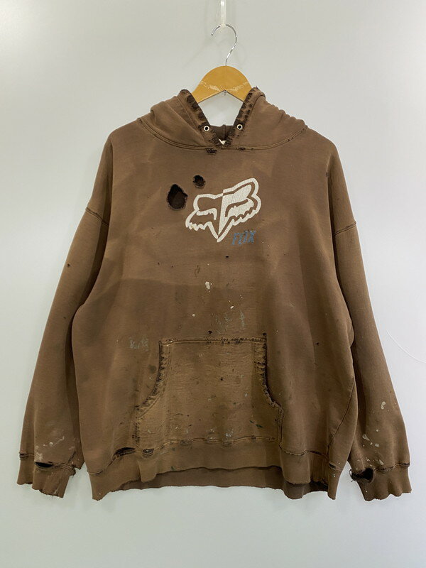 【現状渡し品】【メンズ】 FOXHEAD フォックスヘッド FOX ダメージフーディー メンズ パーカー トップス 146-250427-em-30-min サイズ:XL カラー:ブラウン 万代Net店