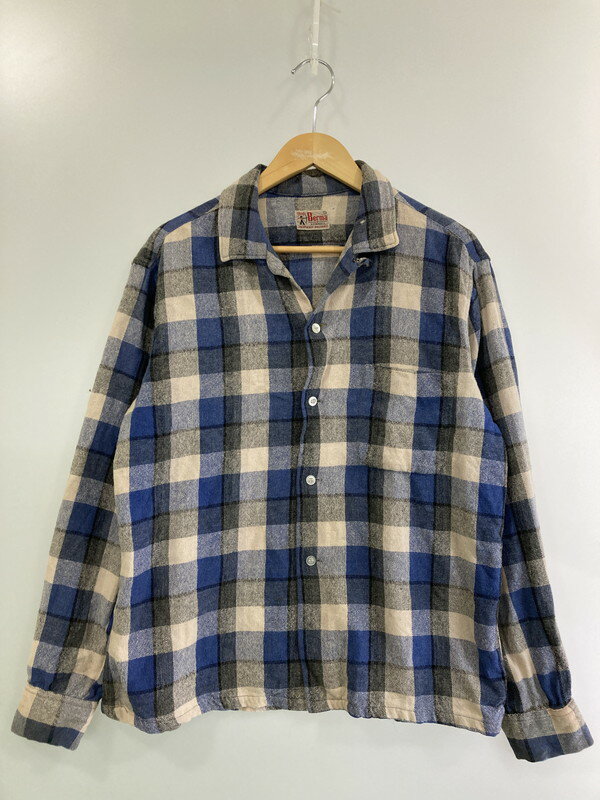 【現状渡し品】【メンズ】 BUD BERMA バド ベルマ 60S CHECK SHIRT チェックシャツ 146-250427-ks-42-min サイズ:L カラー:ブルー系 万代Net店