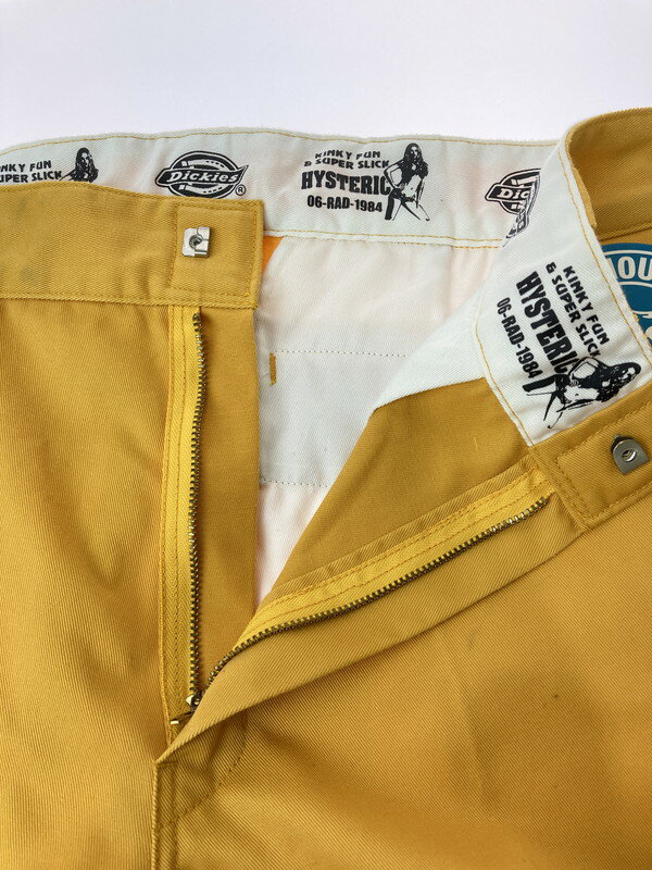【中古品】【メンズ】 HYSTERIC GLAMOUR ヒステリックグラマー DICKIES 23SS HG KINKY CARD DOUBLE KNEE WORK PANT 02231AP01 ディッキーズ ダブルニー ワークパンツ ボトムス 151-250517-yn-19-min サイズ：32inch カラー：イエロー 万代Net店