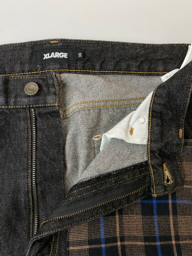 【中古品】【メンズ】 XLARGE エクストララージ PIECED WORK DENIM PANTS 101223031008 オリジナル デニム パンツ メンズ ボトムス パッチワーク キルト 153-250520-em-14-min サイズ:36 カラー:ブラック 万代Net店