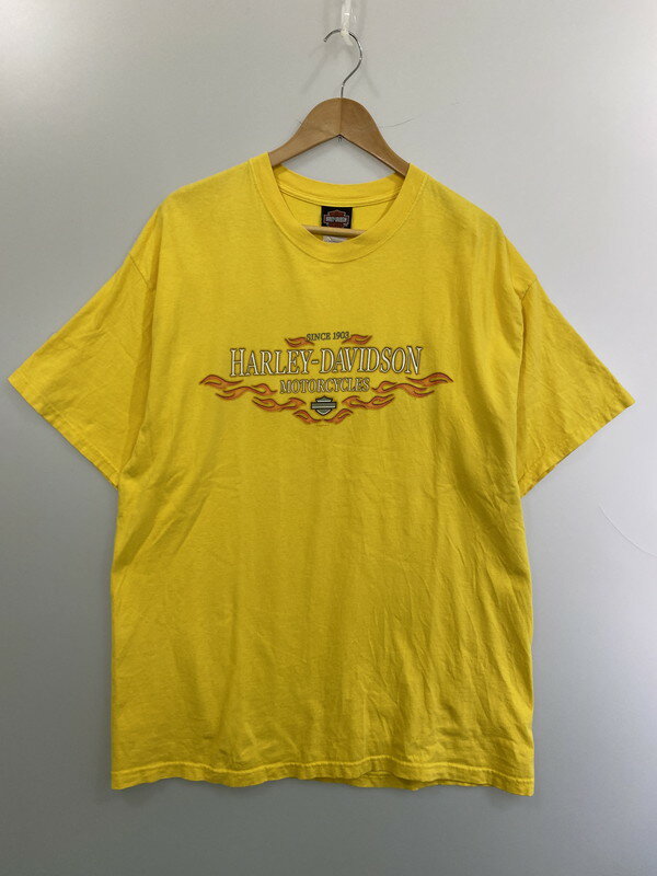 【中古品】【メンズ】 HARLEY DAVIDSON ハーレーダビッドソン HANES 両面プリントTEE ショートスリーブ 146-250528-AS-82-min サイズ：XL カラー：イエロー 万代Net店