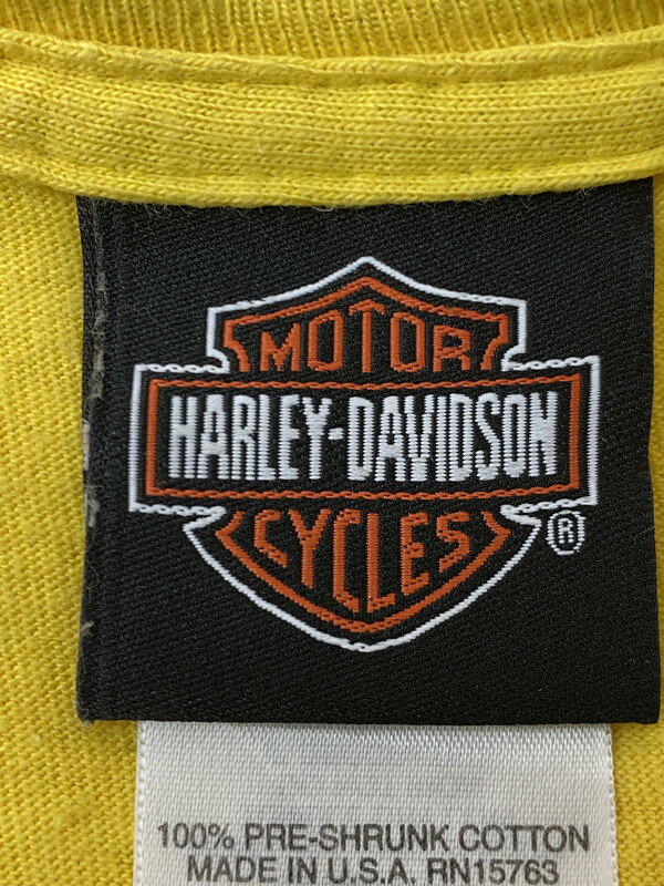 【中古品】【メンズ】 HARLEY DAVIDSON ハーレーダビッドソン HANES 両面プリントTEE ショートスリーブ 146-250528-AS-82-min サイズ：XL カラー：イエロー 万代Net店