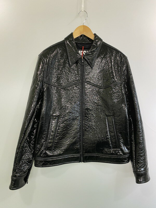 【中古品】【メンズ】 DIESEL ディーゼル A03671 フェイクパテントレザー ジップアップ ジャケット アウター 141-250603-AS-49-min サイズ:L カラー:ブラック 万代Net店