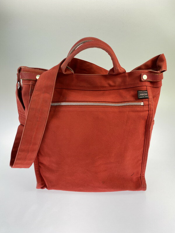 【中古品】【メンズ/レディース】 PORTER ポーター NAKED 2WAY TOTE BAG 667-09785 ネイキッド ツーウェイ トートバッグ カバン 188-250613-jt-14-min カラー：レッド 万代Net店