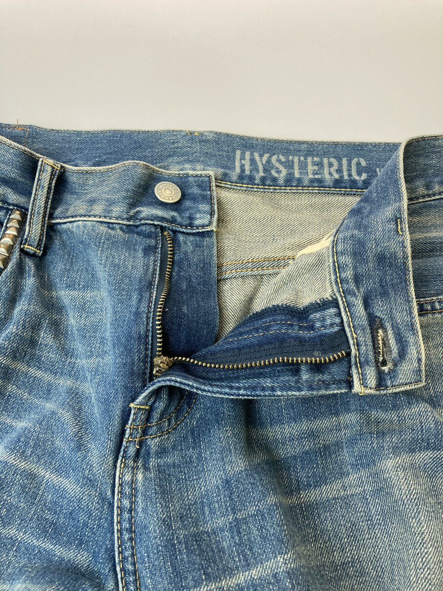 【中古品】【メンズ】 HYSTERIC GLAMOUR ヒステリックグラマー VIXEN GIRl 刺繍 デニムパンツ 02213AP20 刺繍 メンズ ジーンズ ボトムス 151-250922-em-16-min サイズ：W34 カラー：インディゴブルー 万代Net店