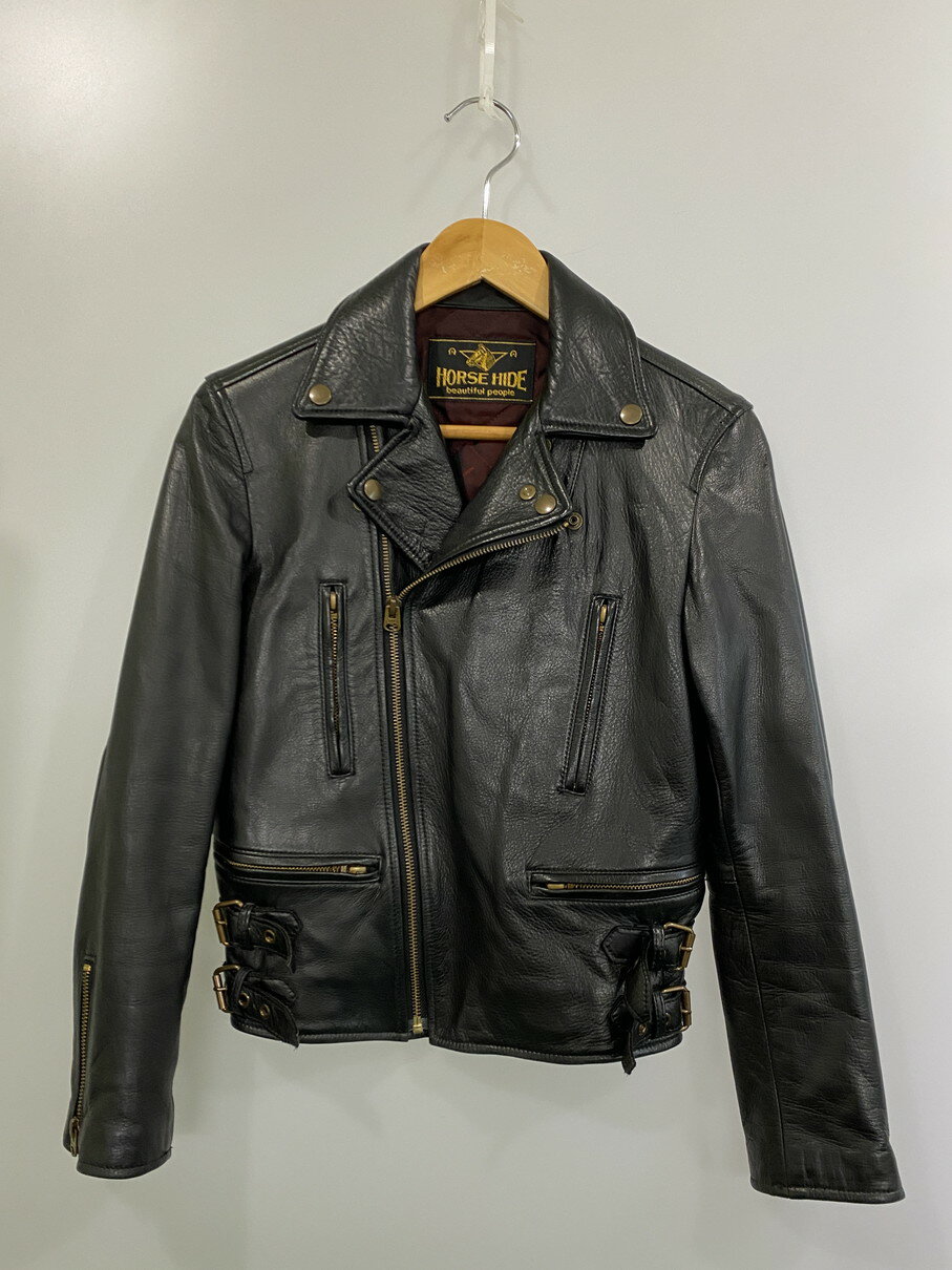 【中古品】【レディース】 beautiful people ビューティフルピープル HORSE HIDE DOUBLE RIDERS JACKET..