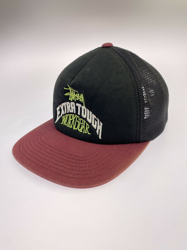 【中古品】【メンズ】 STUSSY ステューシー EXTRA TOUGH TRUCKER CAP エクストラ タフ トラッカーキャップ 帽子 メッシュキャップ 185-251113-kk-01-min サイズ：F カラー：ブラック/バーガンディー 万代Net店