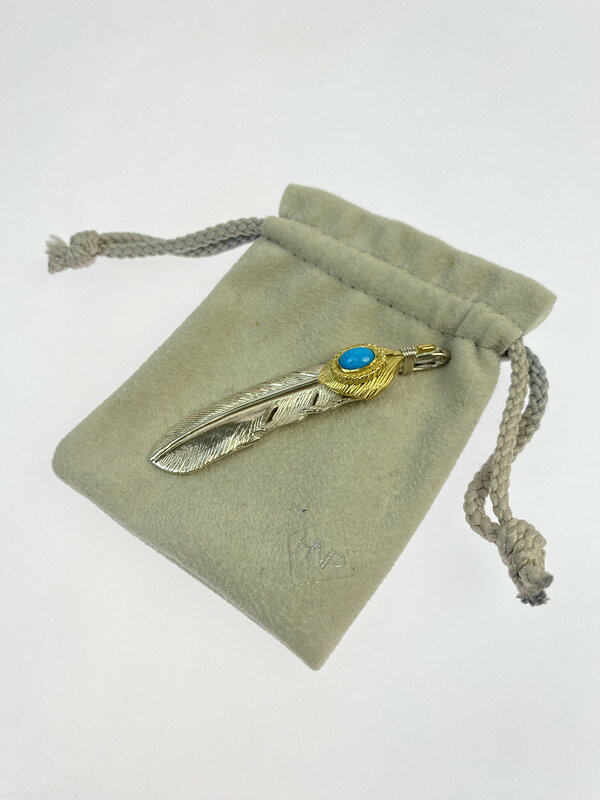 【中古品】【メンズ】 TADY＆KING タディアンドキング 特大ハートK18フェザー金縄ターコイズ tkgh-072 ..