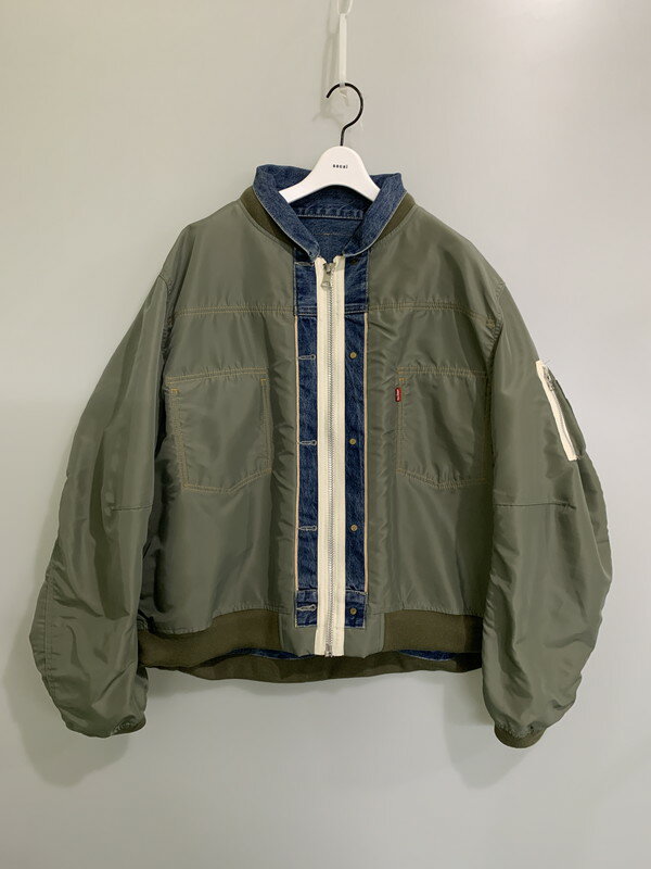 【中古美品】【メンズ】 Sacai サカイ × LEVI'S リーバイス 別注 コラボ 25SS DENIM×NYLON TWILL REVERSIBLE BLOUSON 25-03707M デニム ナイロン ツイル リバーシブル ブルゾン アウター ジャケット 140-251119-kk-22-min サイズ：3 カラー：ブルー/カーキ 万代Net店