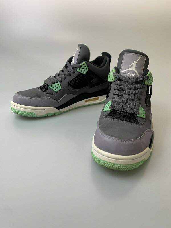 NIKE ナイキ 308497-033 AIR JORDAN 4 RETRO GREEN GLOW 靴 シューズ スニーカー 160-260711-AS-57-min サイズ：27.5cm カラー：グレー/ライトグリーン 万代Net店