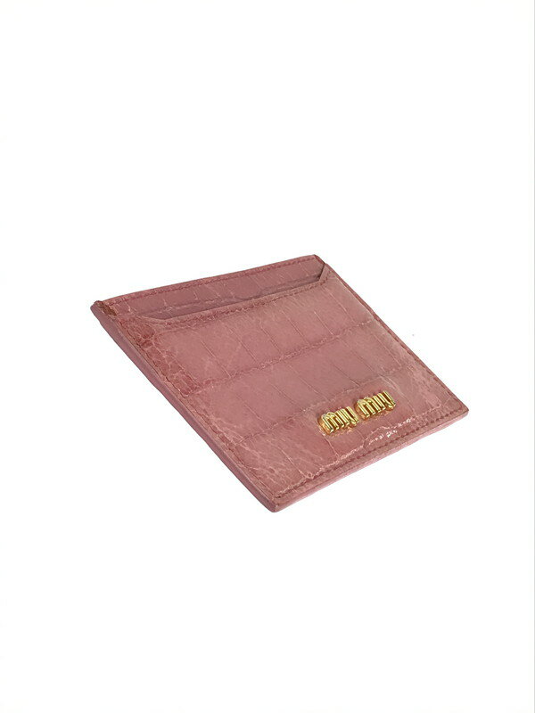 【中古】【レディース】 Miu Miu ミュウ ミュウ クロコ型押し カードケース 名刺入れ 財布 181-240411-mo-5-tag カラー：ピンク 万代Net店