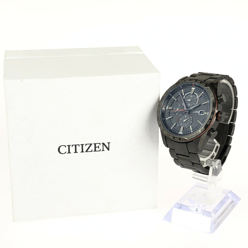 【中古】【メンズ】 CITIZEN シチズン ATESSA ACT LINE ブラックチタンシリーズ H800-T025871 AT8185-62E アテッサ エコドライブ 電波時計 197-240424-mo-15-tag カラー：ブラック 万代Net店