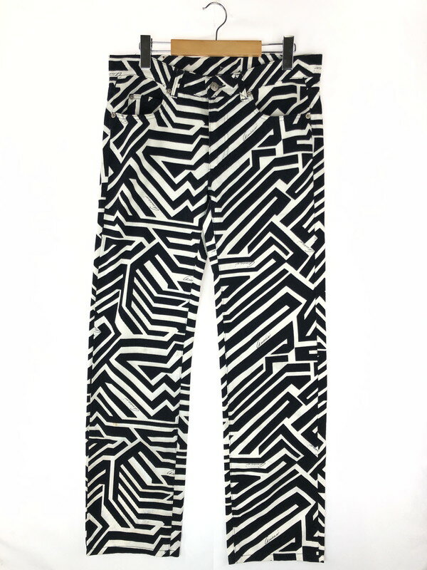 【中古】【メンズ】 GUCCI グッチ 90S PRINT JEANS 90年代 総柄 プリント ジーンズ ボトムス デニムパンツ 152-240831-mo-9-tag サイズ:48 カラー:ブラック/ホワイト 万代Net店